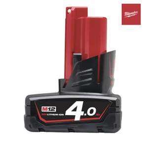 Milwaukee M12B4 12V 4.0Ah RedLithium-Ion Battery - £25 + £5 delivery @ Powertoolmate