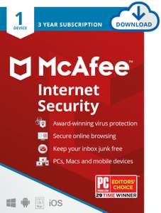 McAfee Internet Security 2024 | 1 Device | Antivirus Internet Security Software | PC/Mac/iOS/Android| 3 Years Subscription