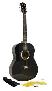 Martin Smith Acoustic Guitar with Guitar Strings, Guitar Plectrums & Guitar Strap - Black