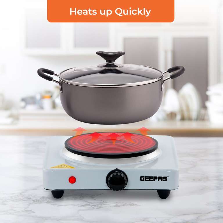 Universal Single Electric Cast Iron Hot Plate Cooker - 2 Year Warranty - £13.49 Delivered With Code Stack @ Geepas