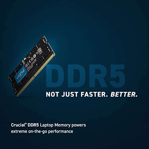 Crucial RAM 16GB DDR5 4800MHz CL40 Laptop Memory CT16G48C40S5 £35.99 and 32GB for £71.97 @ Amazon
