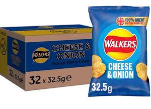 Walkers Cheese and Onion Flavour Crisps 32 x 32.5g - Best Before:	18 May 2024 (£22.50 min spend)