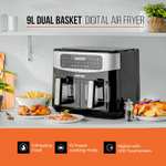 9L Digital Vortex Dual Basket Air Fryer - 2 Year Warranty - 2600w - Viewing Windows Free Recipe E-Book £85 Delivered (With Code) @ Geepas