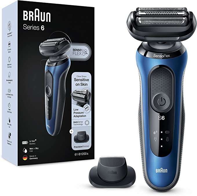 Braun Series 6 60-B4500cs Electric Shaver for Men with Charging Stand, Beard Trimmer, Blue - £50 delivered @ Boots