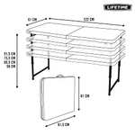 Lifetime 4 x 2 ft (122 x 61 cm) Rectangular Light Commercial Fold-in-Half Folding Table with 3 Adjustable Heights