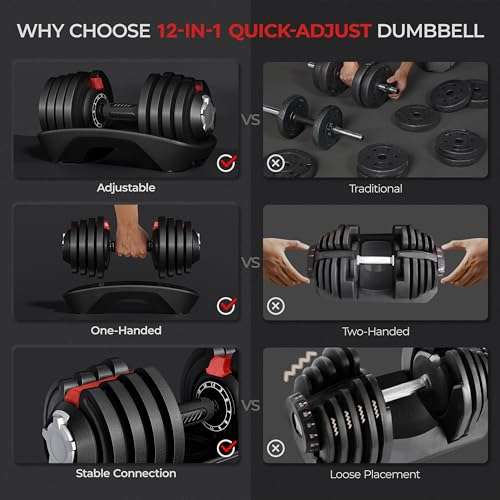 Yaheetech Adjustable Dumbbells Pair 18KGx2/24KGx2 Adjustable Dumbbell Set 12 In 1 W/Voucher - Sold and Dispatched by Yaheetech UK
