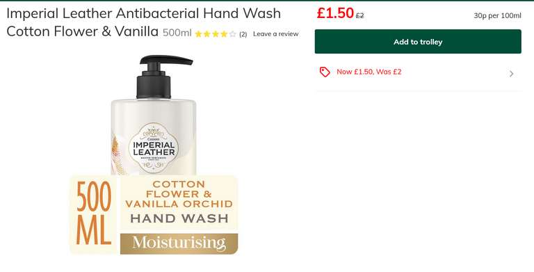 Imperial Leather Antibacterial Hand Wash Oud & Frankincense OR Cotton Flower & Vanilla 500ml