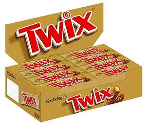 Mars Twix Twin Chocolate Standard Bar - 50 g x Pack of 32 - £16.47 @ Amazon