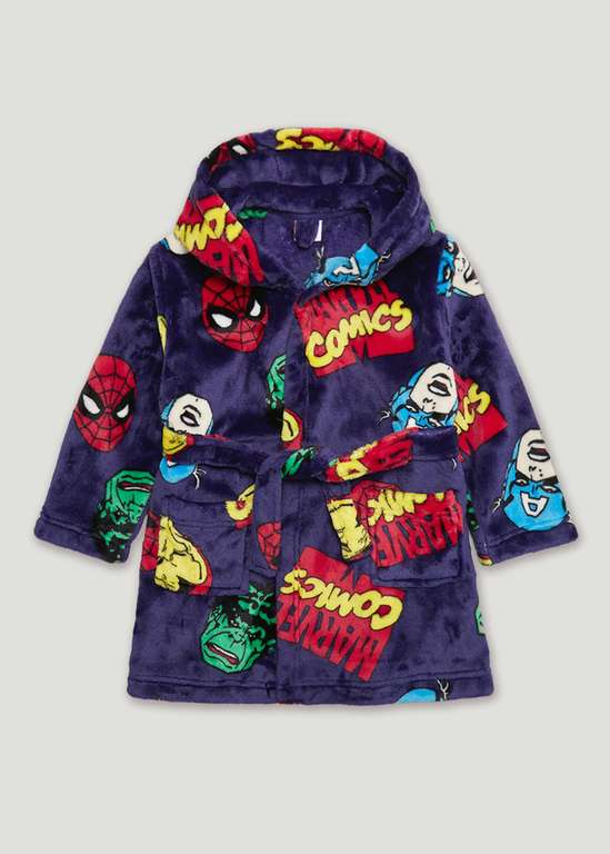 Kids Navy Marvel Print Dressing Gown (2-11yrs) - £7.70-£9.10 + free click & collect @ Matalan