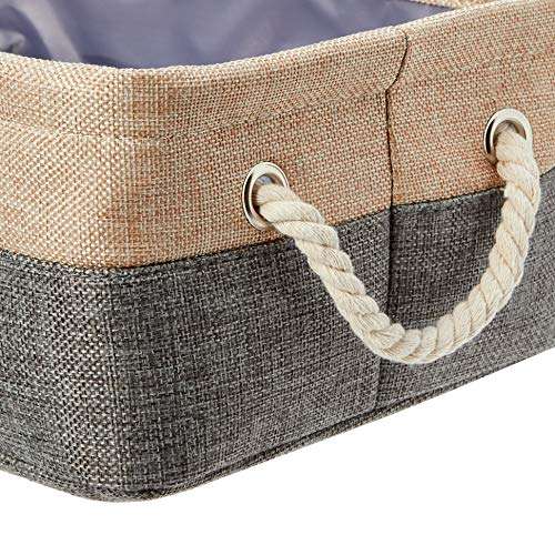 Amazon Basics Linen Storage Basket with Handles, Small,Beige/Gray £5.59 @ Amazon