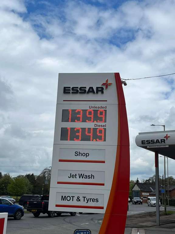 Diesel £1.349/litre at Essar, Whitchurch