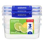 Sistema KLIP IT PLUS Food Storage Containers | 1L | Leak-Proof, Stackable & Airtight Fridge/Freezer Containers with Lids | BPA-Free Plastic