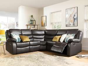 Sorrento Recliner Corner Sofa, Brown Classic Faux Leather