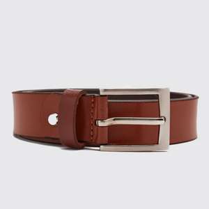 Real Leather Smooth Belt With Roller Buckle (S & XL) - £2.55 + Free Delivery With Codes (In Description) @ BoohooMAN