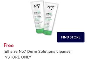 Free full size No7 Derm Solutions Cleanser (selected accounts on Boots advantage app, in store only)