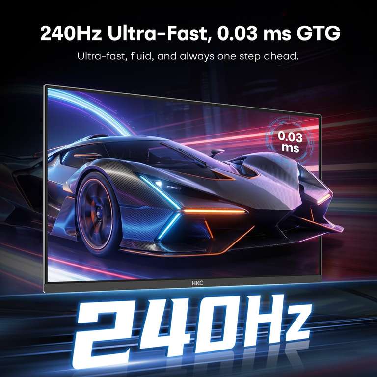 HKC 27 inch QHD Gaming Monitor 240Hz QD-OLED 0.03ms GTG HDR400 £204 ...