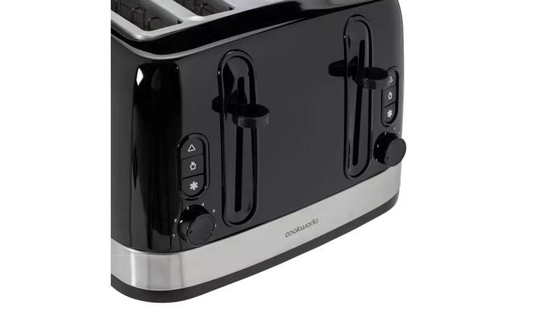 Cookworks Illuminated 4 Slice Toaster - Stone Grey / Black (Free C&C)