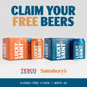 Lucky Saint 0.5% Alcohol By Volume Unfiltered/hazy Lager 4X330ml Clubcard Price + 100% Cashback via hashting promo