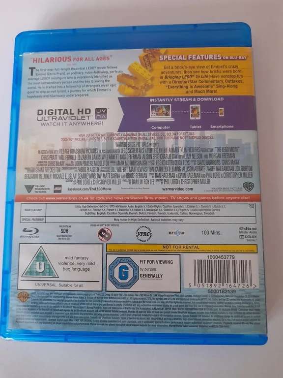 Lego Movie Blu ray £1 (Free Click & Collect) @ CEX