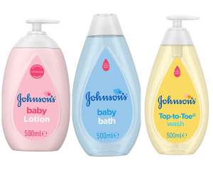JOHNSON'S Baby Lotion/Baby bath/Top to toe wash 500ml £1.45 prime + £4.49 non prime @ Amazon (£1.23/£1.38 s&s)