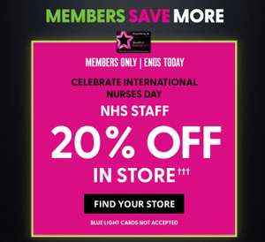 20% off Superdrug for NHS staff (members only) TODAY instore @ Superdrug