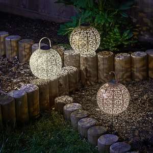 Damasquette Metal Gold effect Solar-powered Outdoor LED Lantern £6 + Free Click & Collect @ B&Q