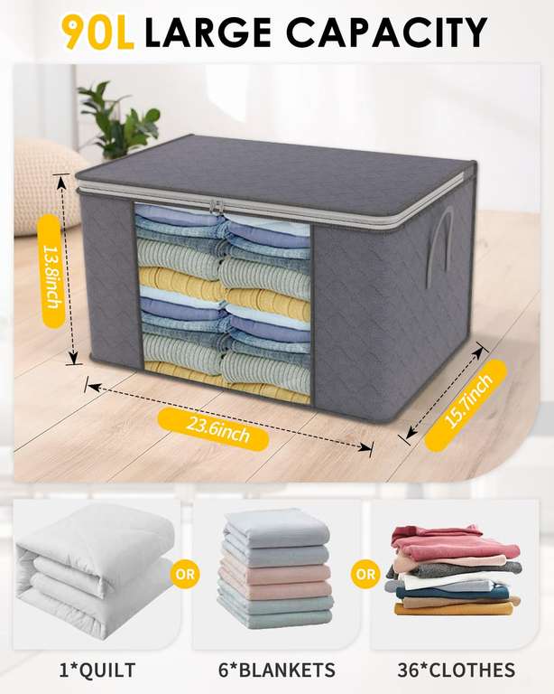 90L Large Capacity Clothes Storage Boxes with Lids 4 Pack – £9.98 at ...