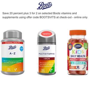 20% Off vitamins & supplements with code + 3 x 2 on selected products of the range (online only) + Free C&C over £15 (or £1.50) - @ Boots