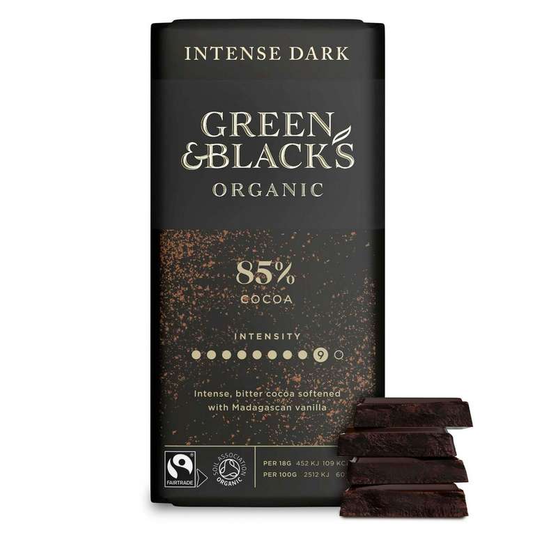 Green & Black's Organic 85% Dark Chocolate Bar 90g (Nectar Price)