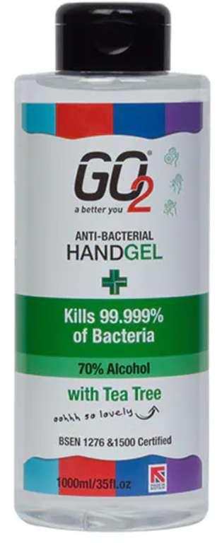 GO2 Antibac Hand Gel 70% Alcohol 1000ml 50p Free Collect @ Superdrug
