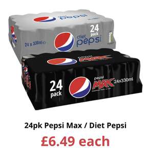 Pepsi Max & Diet Pepsi 24pk £6.49 each @ Farmfoods
