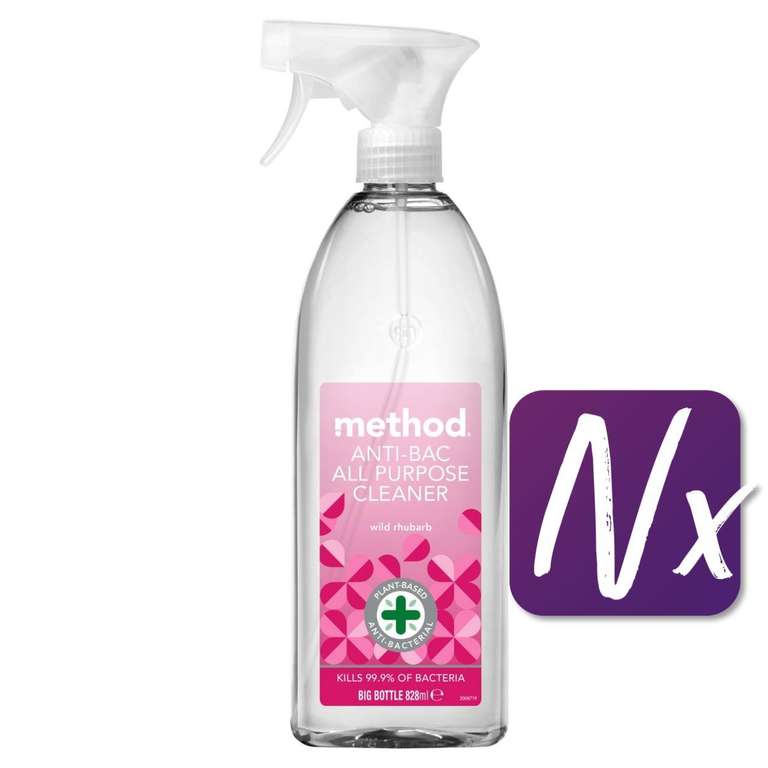 Method Antibacterial All Purpose Cleaner Spray Wild Rhubarb 828Ml with Tesco Clubcard