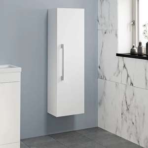 Aurora White Gloss Wall Hung Tall Bathroom Cabinet 1200 x 350mm - £87.99 (+£39.97 Delivery) @ Plumbworld