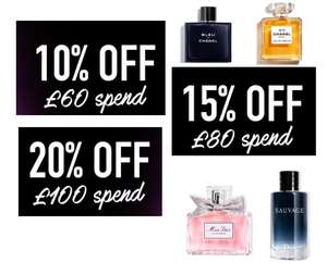 Extra 10% off £60, 15% off £80, 20% off £100 Spend