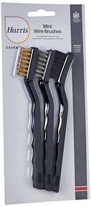 Harris Essentials Mini Wire Brush 3 Pack, Nylon, Steel & Brass