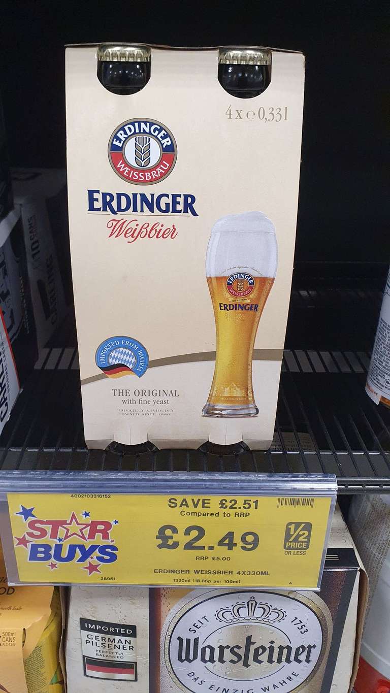 Erdinger Weiss Beer - 4 x 330ml £2.49 @ Home Bargains Middlebrook