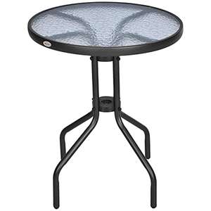 Outsunny Bistro Table Outdoor - Tempered Glass 60cm Diameter
