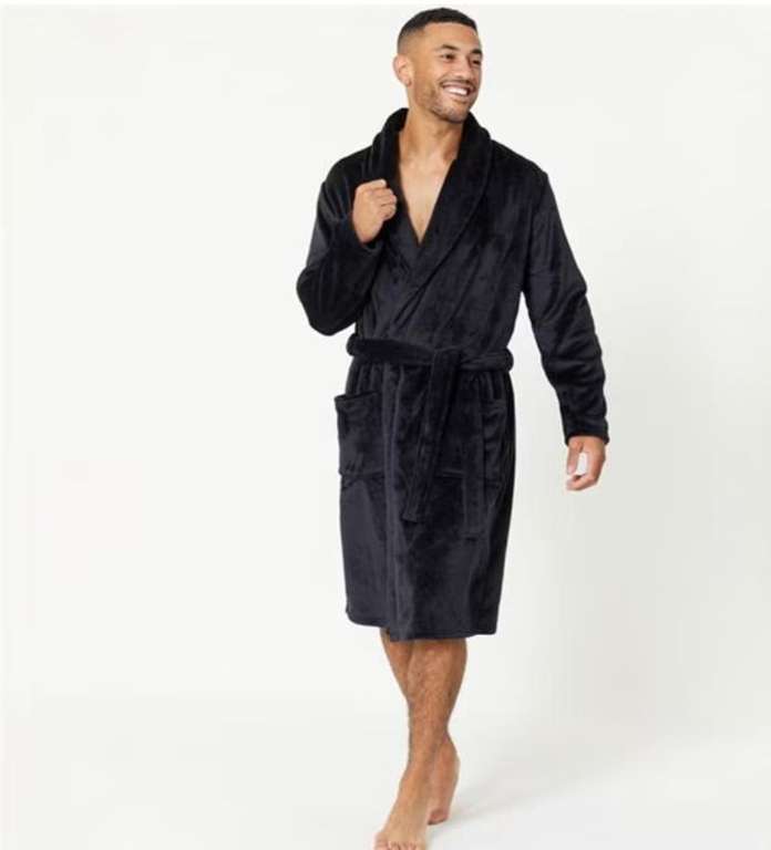Men's Dressing Gown robe in charcoal, black & blue. With code | hotukdeals