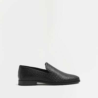 River Island Mens Loafers Black Woven Round Toe Casual Comfort Slip On Shoes - £10 @ eBay / River Island