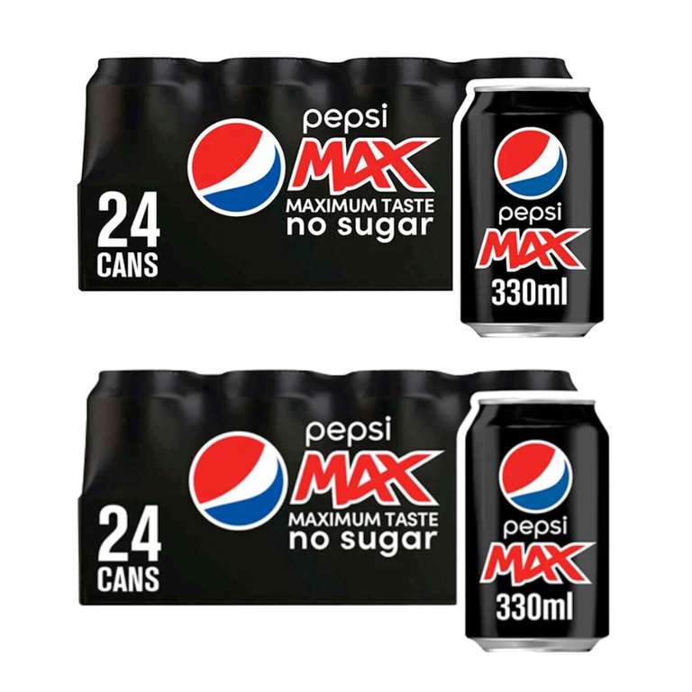 2 packs (48 cans total) for £12 Clubcard Price - Pepsi Max 24 X 330Ml ...
