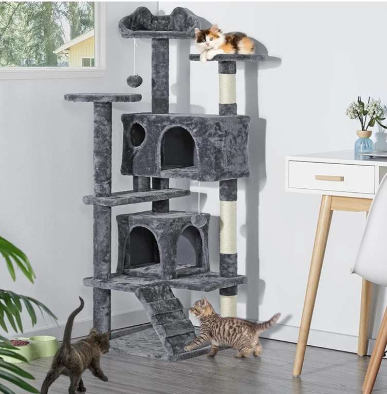 Yaheetech 138.5cm Cat Tree Tower Multilevel Cat Activity Tree Centre with voucher @ Yaheetech UK