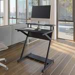ITUEYES Z-Shaped Computer Desk with Monitor Riser, Wooden Home Office Workstation, 70x60x84cm Sold by fitueyes-eu FBA