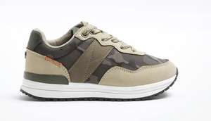 River Island Boy's Khaki Camo Lace Running trainers with code (sizes infant 10- junior size 5) + free delivery