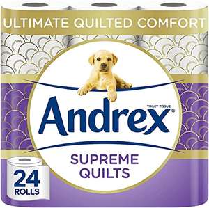 Andrex Supreme Quilts Quilted Toilet Paper 24 Toilet Roll Pack £14.67 / £13.94 Subscribe & Save + 10% Voucher On 1st S&S @ Amazon