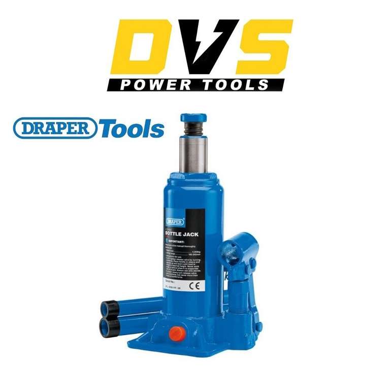 Draper – 13066 – Hydraulic Bottle Jack (4 Tonne) delivered with code sold by DVS Power Tools