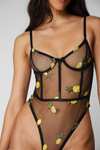 NASTYGAL Lemon and Pineapple Embroidered Underwire Lingerie Bodysuit reduced plus Free Delivery Code