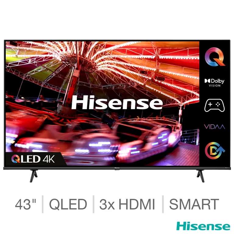 Hisense 43E7HQTUK 43” QLED 4K Smart TV + 5 Year Warranty