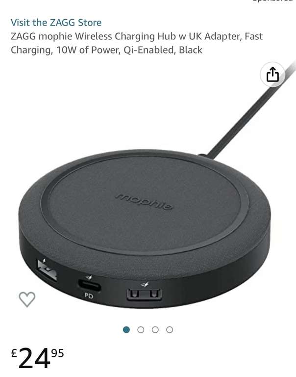 Mophie Wireless Charging Hub- Fast charging, Qi-Enabled, 10w of power, Black - £9.99 @ Home Bargains Tamworth