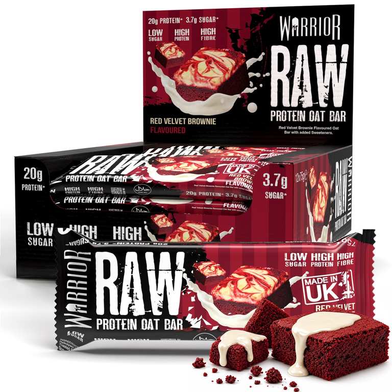 2x Warrior RAW Protein Oat Bars - 12 x 75g Box (24 Bars) with code