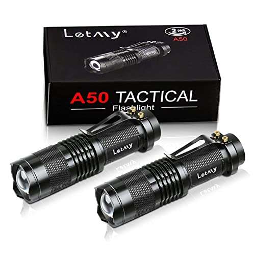 Pack of 2 Small LED Torches, 300 Lumens Super Bright Mini Torch Battery Powered with 3 Modes - with voucher @ BATOO / FBA